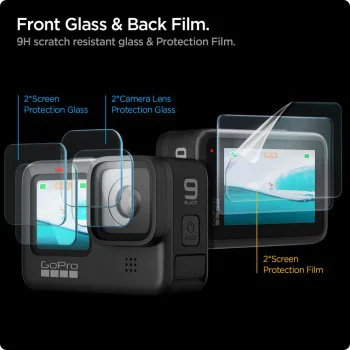 Протектор за GoPro Hero 9/10/11/12 (комплект от 6) - Spigen Glas.tR Slim - Clear