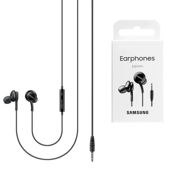 Слушалки с аудио жак с микрофон - Samsung (EO-IA500BBEGWW) - черни (блистерна опаковка)