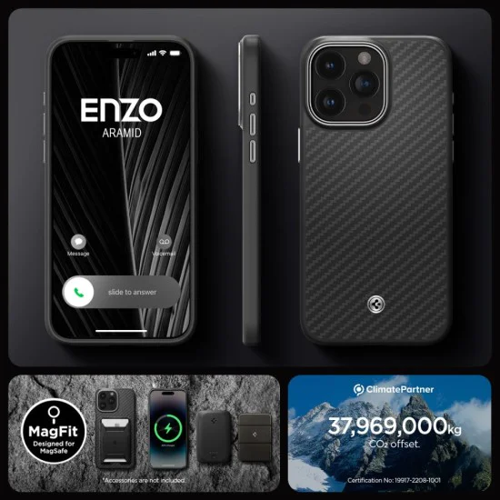 Калъф за iPhone 15 Pro - Spigen Enzo Enzo Aramid MagSafe - матово черен