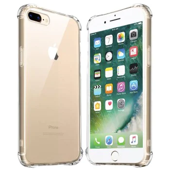 Калъф за iPhone 7 Plus / iPhone 8 Plus - Удароустойчив Прозрачен Силиконов - Прозрачен