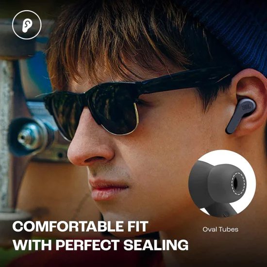 Bluetooth слушалки за поставяне в ушите с микрофон TWS - JBL (Wave Beam) - черни
