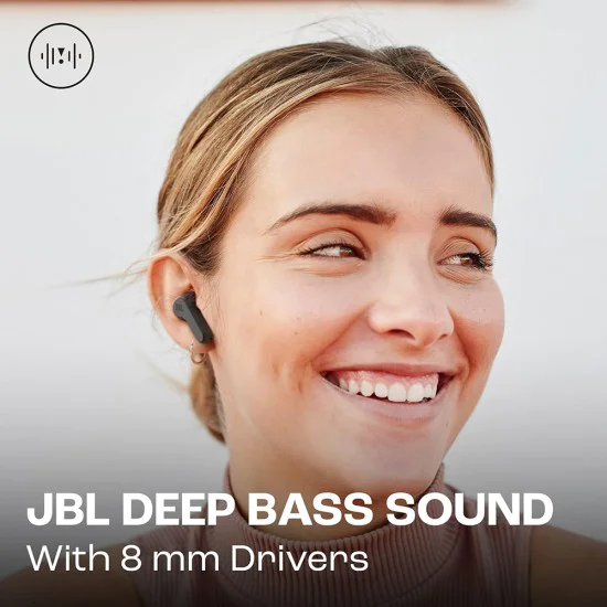 Bluetooth слушалки за поставяне в ушите с микрофон TWS - JBL (Wave Beam) - черни