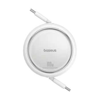 Кабел за дата тип C към тип C, 100 W, 1 m - Baseus Free2Draw Mini (P10364500211-00) - лунно бял