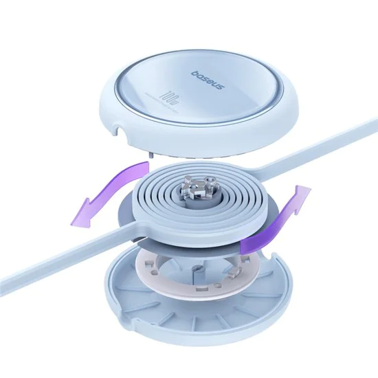 Кабел за дата Type-C към Type-C, 100W, 1m - Baseus Free2Draw Mini (P10364500311-00) - Galaxy Blue