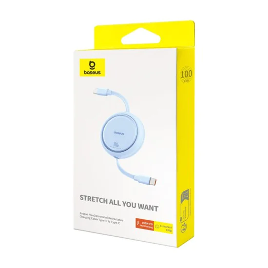 Кабел за дата Type-C към Type-C, 100W, 1m - Baseus Free2Draw Mini (P10364500311-00) - Galaxy Blue
