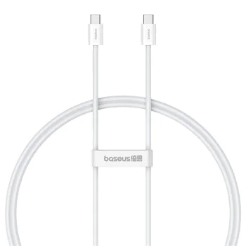 Кабел за данни Type-C към Type-C, 30W, 1m - Baseus (P10365200211-00) - Moon White
