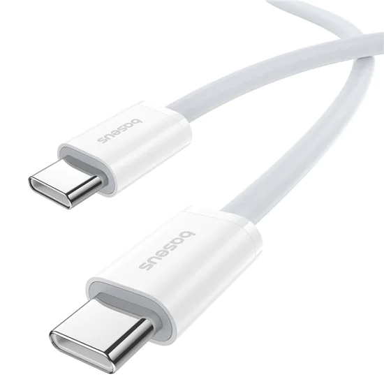 Кабел за данни Type-C към Type-C, 30W, 1m - Baseus (P10365200211-00) - Moon White