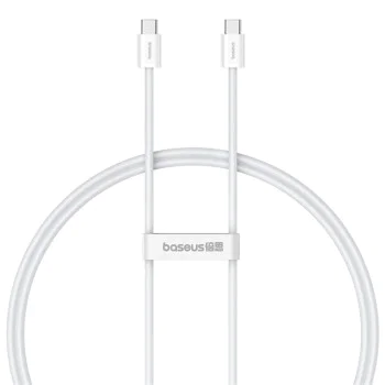 Кабел за данни Type-C към Type-C, 100W, 1m - Baseus (P10365200211-03) - Moon White