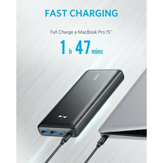 Външна батерия 2x Type-C, 2x USB, 25600mAh, 87W - Anker PowerCore III Elite (A1291H11) - Черен