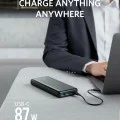 Външна батерия 2x Type-C, 2x USB, 25600mAh, 87W - Anker PowerCore III Elite (A1291H11) - Черен