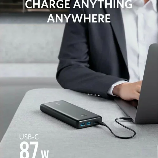 Външна батерия 2x Type-C, 2x USB, 25600mAh, 87W - Anker PowerCore III Elite (A1291H11) - Черен