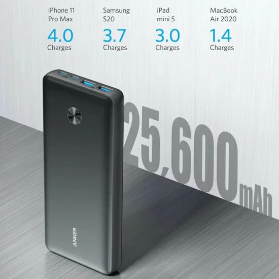 Външна батерия 2x Type-C, 2x USB, 25600mAh, 87W - Anker PowerCore III Elite (A1291H11) - Черен