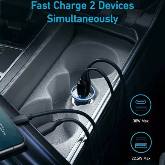 USB автоматично зарядно устройство, Type-C, 52,5 W - Anker 323 (A2735G11) - черно