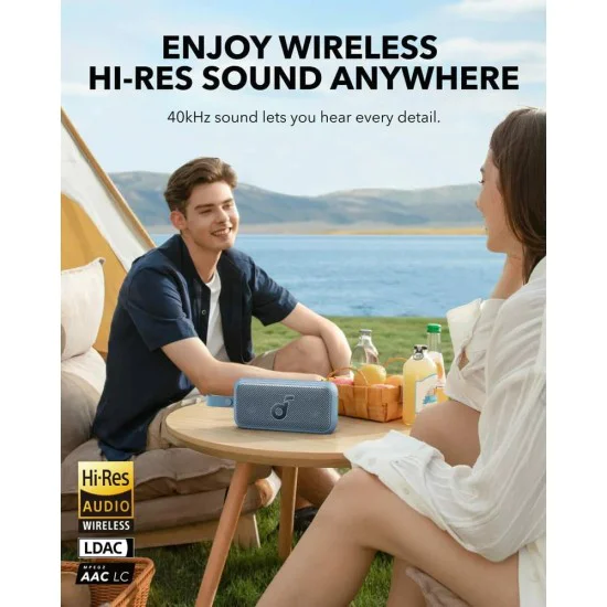 Безжичен високоговорител с висока резолюция, BassUp, SmartTune, IPX7, 30W - Anker SoundCore Motion 300 (A3135031) - Frost Blue