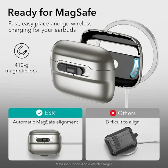 Калъф за Apple AirPods Pro 1/2 - ESR Pulse Magnetic HaloLock - Титан