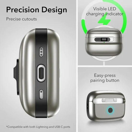 Калъф за Apple AirPods Pro 1/2 - ESR Pulse Magnetic HaloLock - Титан