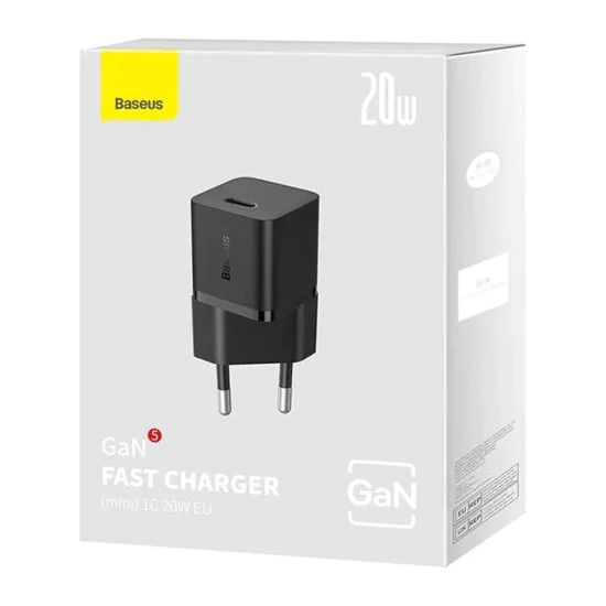 Зарядно устройство Type-C, бързо зареждане, GaN, 20W - Baseus (CCGN050102) - бяло