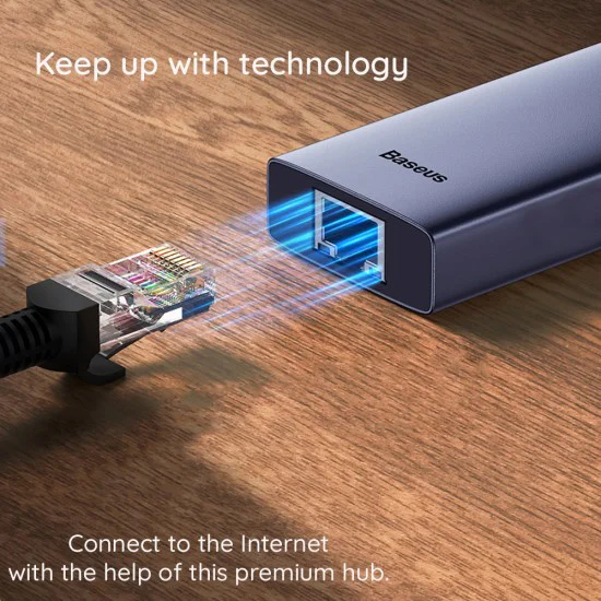 Хъб Type-C към HDMI, 2x USB, Type-C, RJ45, SD, TF - Baseus UltraJoy (B00052805813-00) - Space Gray