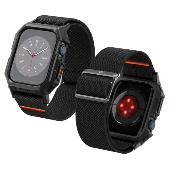 Протектор за Apple Watch 4 / 5 / 6 / SE / SE 2 / 7 / 8 / 9 (44 / 45mm) + каишка - Spigen Lite Fit Pro - Matte Black