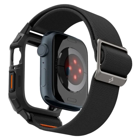 Протектор за Apple Watch 4 / 5 / 6 / SE / SE 2 / 7 / 8 / 9 (44 / 45mm) + каишка - Spigen Lite Fit Pro - Matte Black