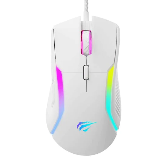 Геймърска мишка – Havit (MS1033) – RGB, 800-8000 DPI, 9 бутона – Бяла