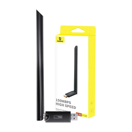 Wi-Fi адаптер с 150Mbps антена Windows/Linux - Baseus FastJoy (B01317600111-00) - черен