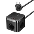 Удължителен кабел – Baseus PowerCombo E00066400117-00 – 3AC + 2U + 2C, 30W, 1.5m – Черен