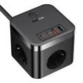 Удължителен кабел – Baseus PowerCombo E00066400117-00 – 3AC + 2U + 2C, 30W, 1.5m – Черен
