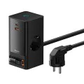 Удължителен кабел Priza Shuko, USB, 2xType-C, 65W - Baseus PowerCombo (PSLR000301) - черен