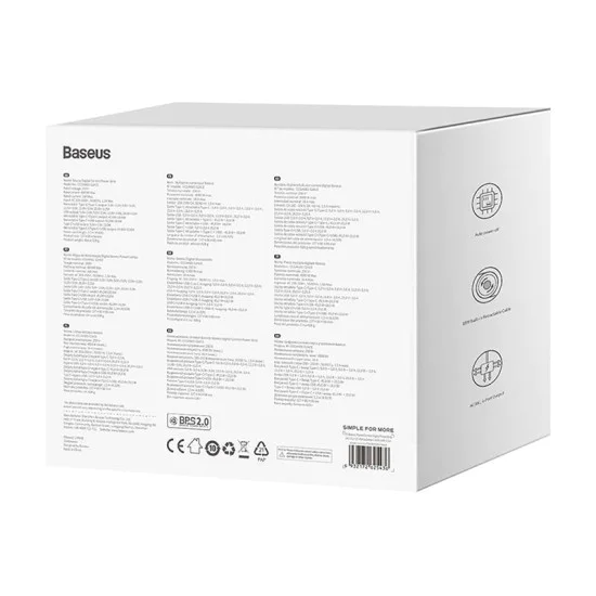 Удължителен кабел Priza Shuko, USB, 2xType-C, 65W - Baseus PowerCombo (PSLR000301) - черен