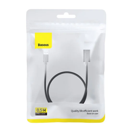 USB към USB удължителен кабел, 0,5 м - Baseus (B00631103111-01) - черен
