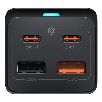 Удължител за захранване, зарядно 2xUSB + 2xUSB-C + AC, 65W - Baseus GaN3 Pro (PSZM000901) - черен