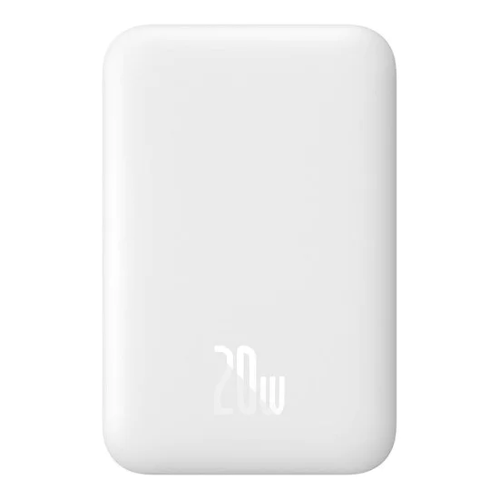 USB-C външна батерия, MagSafe, 6000mAh, 20W - Baseus Magnetic Mini Air (P100595900222223-00) - бяла