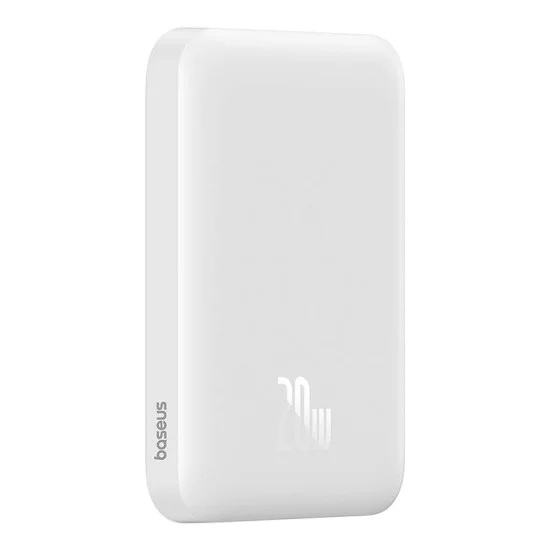 USB-C външна батерия, MagSafe, 6000mAh, 20W - Baseus Magnetic Mini Air (P100595900222223-00) - бяла