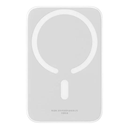 USB-C външна батерия, MagSafe, 6000mAh, 20W - Baseus Magnetic Mini Air (P100595900222223-00) - бяла