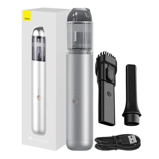 Прахосмукачка за кола – Baseus A3 CRXCQA3-0S – Type-C, QC3.0, 15000Pa, 135W – Сребрист