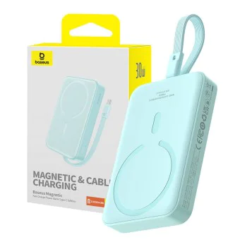 Външна батерия MagSafe, USB-C, Lightning, 30W, 10000mAh - Baseus Magnetic Mini (P1002210B333-00) - син
