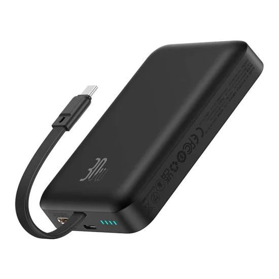 MagSafe External Battery Pack, USB-C, Lightning, 30W, 10000mAh - Baseus Magnetic Mini (P1002210B113-00) - Черен