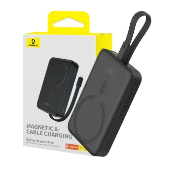 MagSafe External Battery Pack, USB-C, 10000mAh, 20W - Baseus Magnetic Mini (P10022109113113-00) - Черен