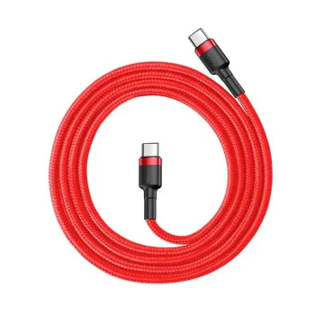 Кабел за данни Type-C към Type-C, бързо зареждане, 60W, 3A, 1m - Baseus Cafule (CATKLF-G09) - червен / черен