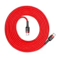 Кабел ype-C към Type-C, 60W, 3A, 2m - Baseus Cafule (CATKLF-H09) - Червен / Черен