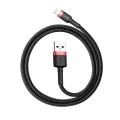 USB към Lightning кабел, 2.4A, 480Mbps, 0.5m - Baseus Cafule (CALKLF-A19) - червен / черен