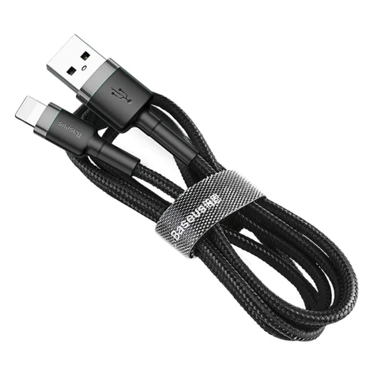 USB към Lightning кабел, 2.4A, 480Mbps, 50cm - Baseus Coffee (CALKLF-AG1) - сив