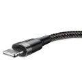USB към Lightning кабел, 2.4A, 480Mbps, 50cm - Baseus Coffee (CALKLF-AG1) - сив