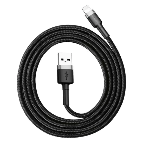 USB към Lightning кабел, 2.4A, 480Mbps, 1m - Baseus (CALKLF-BG1) - черен / сив