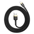 USB към Lightning кабел, 2.4A, 480Mbps, 1m - Baseus Cafule (CALKLF-BV1) - черен / златен