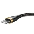 USB към Lightning кабел, 2.4A, 480Mbps, 1m - Baseus Cafule (CALKLF-BV1) - черен / златен
