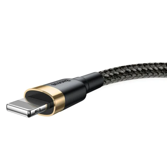 USB към Lightning кабел, 2.4A, 480Mbps, 1m - Baseus Cafule (CALKLF-BV1) - черен / златен