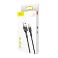USB към Lightning кабел, 2.4A, 480Mbps, 1m - Baseus Cafule (CALKLF-BV1) - черен / златен