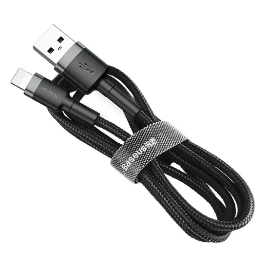 USB към Lightning кабел, 2A, 3m - Baseus (CALKLF-RG1) - черен / сив